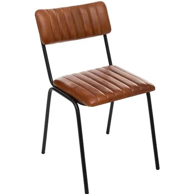 Atmosphera Leren Tafelstoel - Ijzeren poten - Cognac