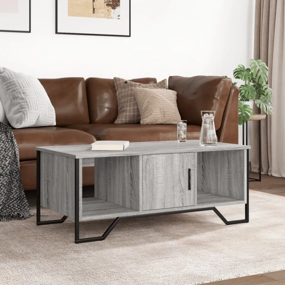 vidaXL Salontafel 100x51x40 cm bewerkt hout grijs sonoma, foto 3