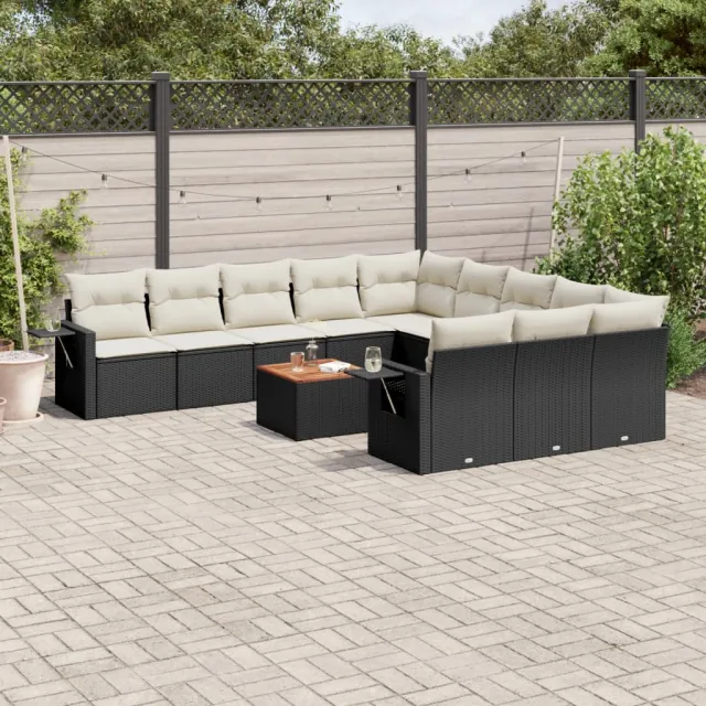 vidaXL 12-delige Loungeset met kussens poly rattan zwart, foto 2