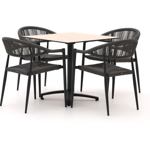 Manifesto Furniture Manifesto Belpasso/Canzo 80cm dining tuinset 5-delig stapelbaar inklapbaar grijs, foto 2