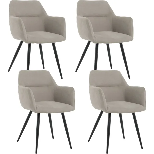 Lina Nova Eetkamerstoelen - Grijs - Set van 4 - Stof