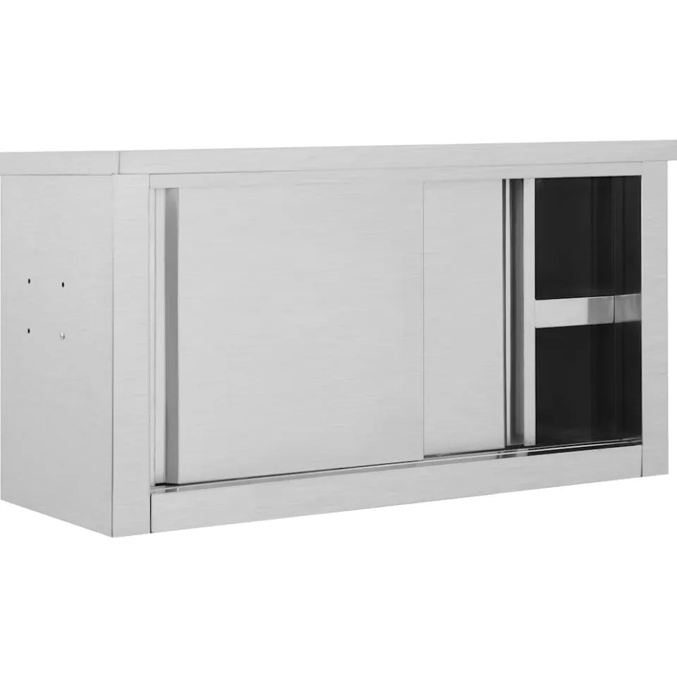 vidaXL Keukenbovenkast met schuifdeuren 90x40x50 cm roestvrij staal, foto 2
