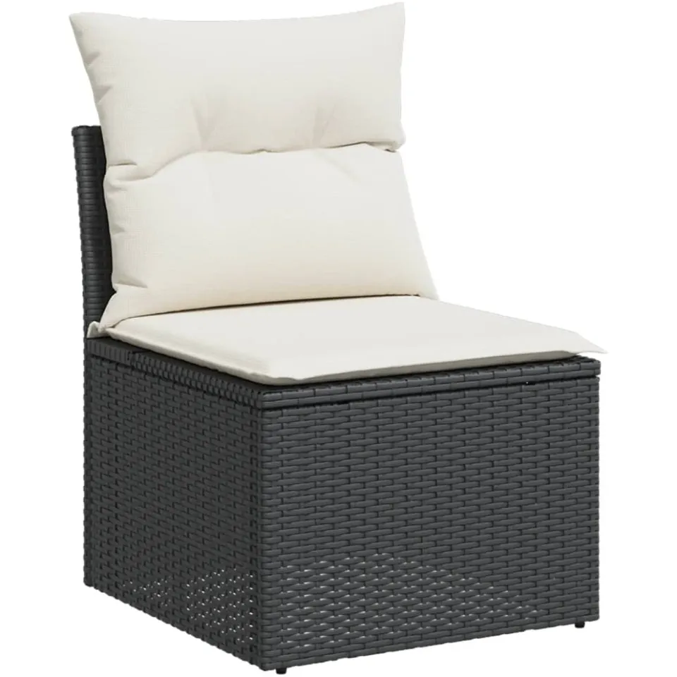 vidaXL 13-delige Loungeset met kussens poly rattan zwart