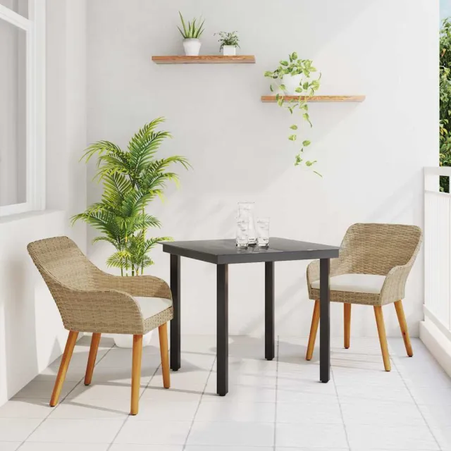 vidaXL Tuin eettafelset 3 st Beige poly rattan, foto 2