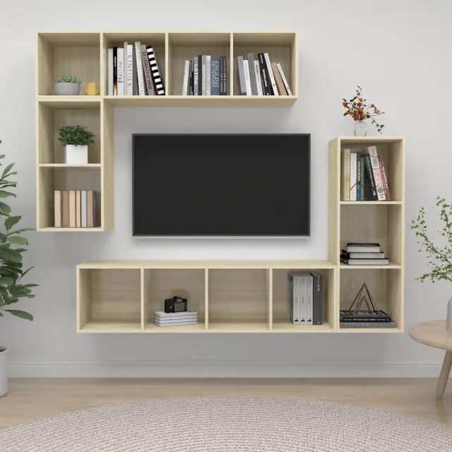 vidaXL 4-delige Tv-meubelset bewerkt hout sonoma eikenkleurig, foto 2