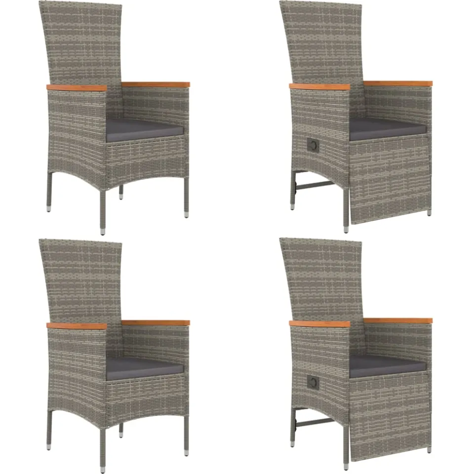 vidaXL 5-delige Tuinset met kussens poly rattan grijs, foto 3