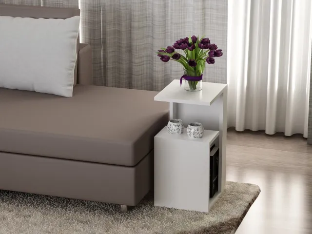 Skye Decor Bijzettafel - Stijlvol Wit - 35x60x29,5cm - Duurzaam Melamine