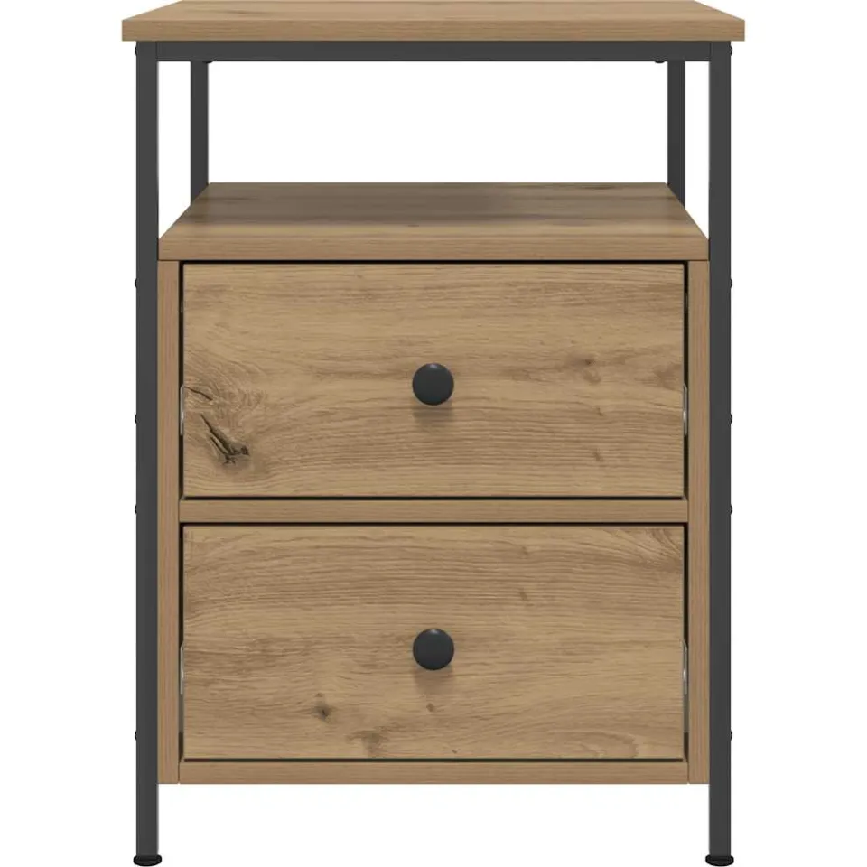 vidaXL Nachtkastje 44x45x60 cm bewerkt hout artisanaal eikenkleurig, foto 4