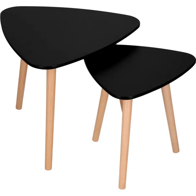 springos Salontafel - 2 Stuks - Scandinavische Stijl - Woonkamer - Eetkamer - Driehoekig - Zwart