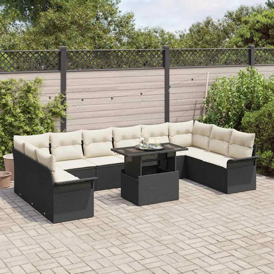 vidaXL Tuin Sofa Set 11 st Zwart Poly riet