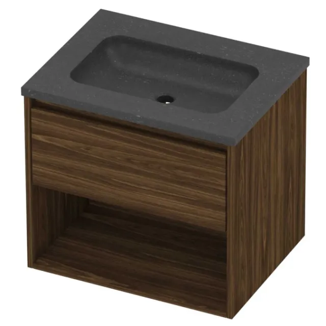 Proline Rollo Badmeubelset Hardsteen Elegant Schap 60x46x54 cm Blue Stone Cabana Oak Eiken