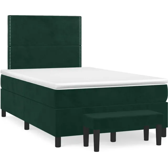 vidaXL Boxspring met matras fluweel donkergroen 120x190 cm groen
