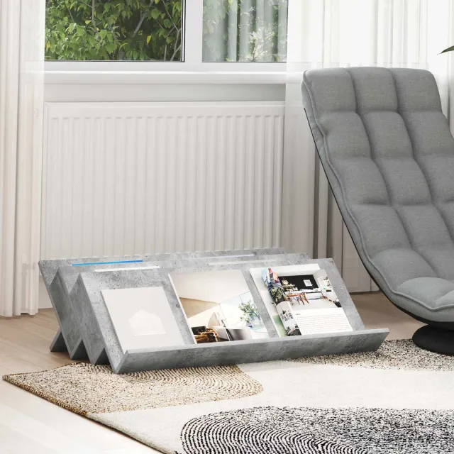 vidaXL Tijdschrift Rek Concerte Grijs 90 x 53 x 28,5 cm Bewerkt hout, foto 2