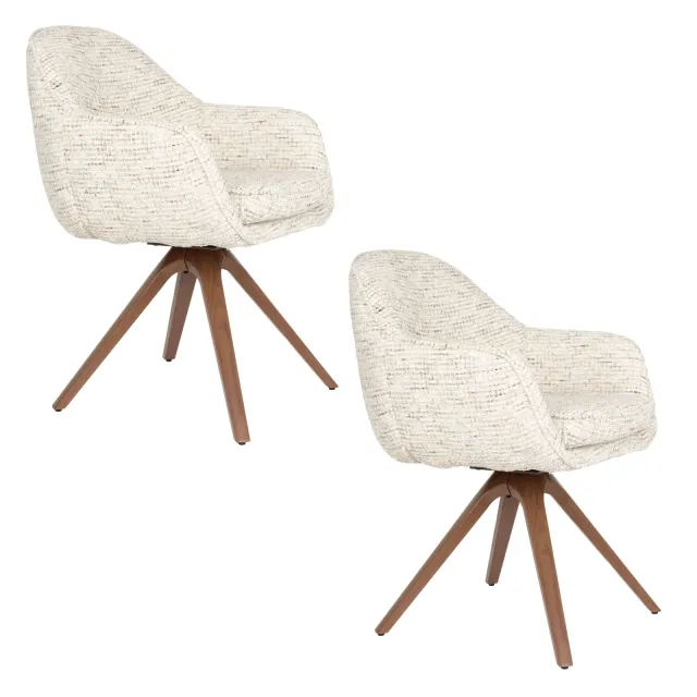 Housecraft Living Batoul draaibare eetkamerstoel met armleuningen beige