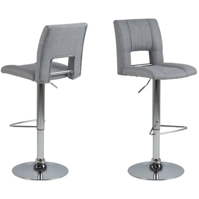 Giga Living Barkruk Wistad - Lichtgrijs/Zilver - Zithoogte 83cm - Set van 2