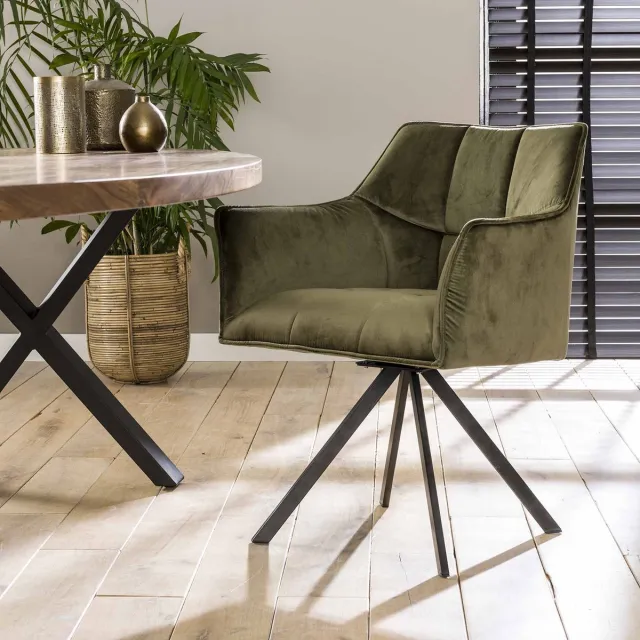 Dimehouse DH Interior Set van 2 Draaibare Eetkamerstoelen Velvet Suze - Met Armleuningen Roze - Velvet - Scandinavisch & Basic