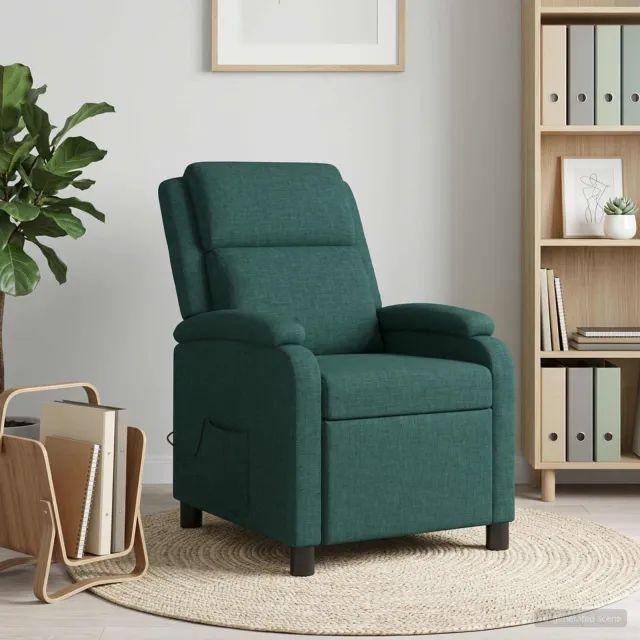 vidaXL Massage Recliner Donkergroen Stof
