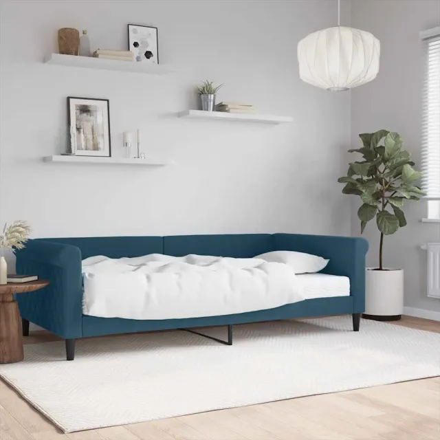 vidaXL Slaapbank met matras 100x200 cm fluweel blauw