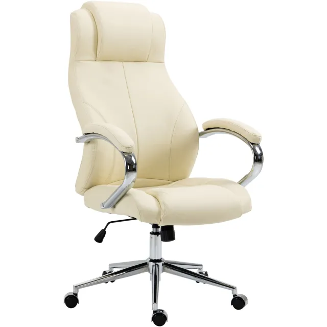 Luxe Comfort Monza 0006 bureaustoel - echt leer - crème creme