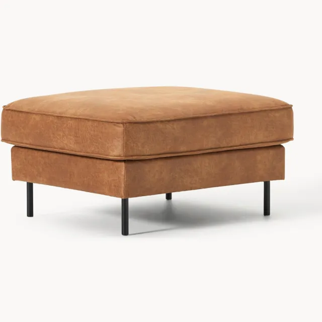 Westwing Collection Leren poef Hunter Bruin