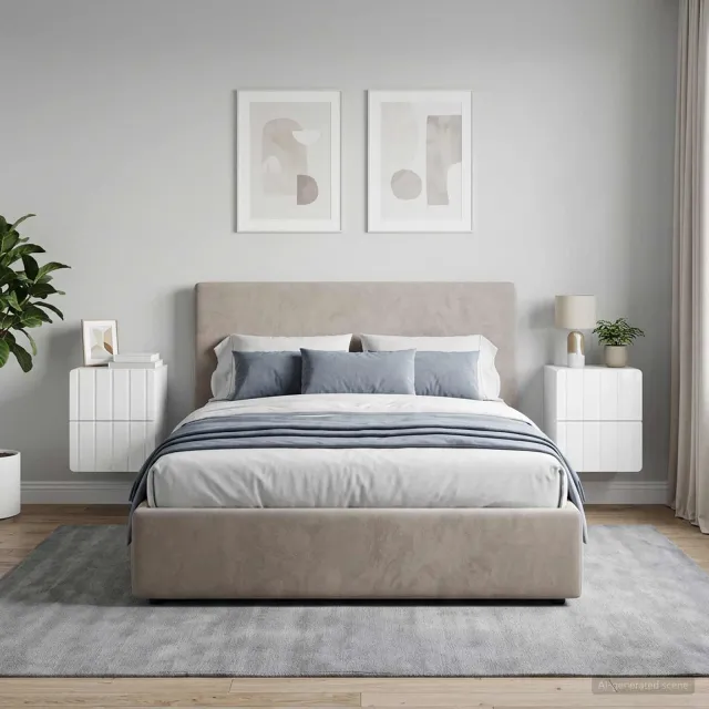 vidaXL Wandbeugel Bedkast 2 st Hoogglans Wit 33 x 34,5 x 43 cm