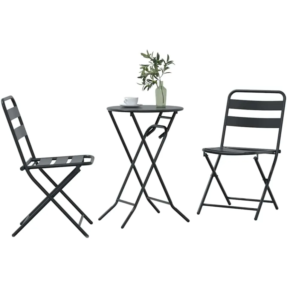 vidaXL Tuin Bistro Set 3 st Antraciet Staal Anthraciet