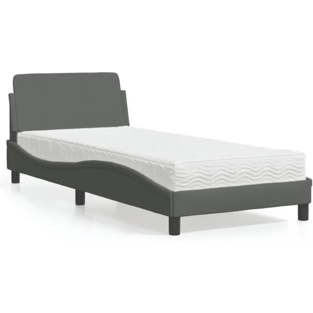 vidaXL Bed met matras "Dover" stof donkergrijs 90x190 cm