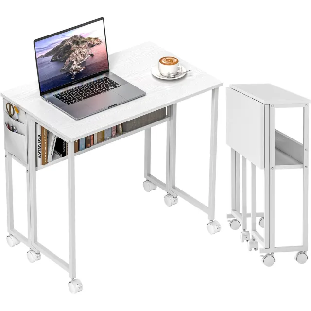 Homcom Writing Desk-MDF, Stahl-80L x 50B x 75H cm-Weiß Wit