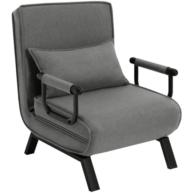 Klarven Opklapbed Persoons Linnen Donkergrijs - Opklapbedden - Slaapbank - Sofa Bed - 3-in-1 Zitbank, Bed en Slaapstoel - Verstelbare Rugleuning 5 Standen - Draagvermogen 150 kg - B89xd62xh28cm