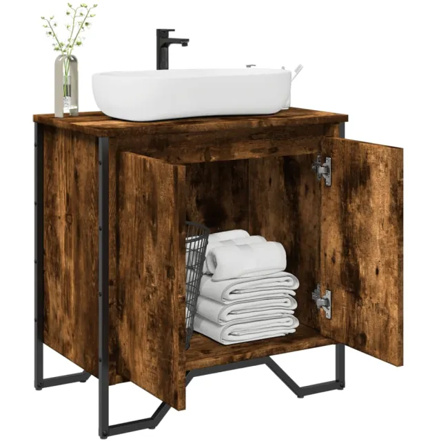 vidaXL Wastafelkast 60x35x60 cm bewerkt hout gerookt eikenkleurig Bruin