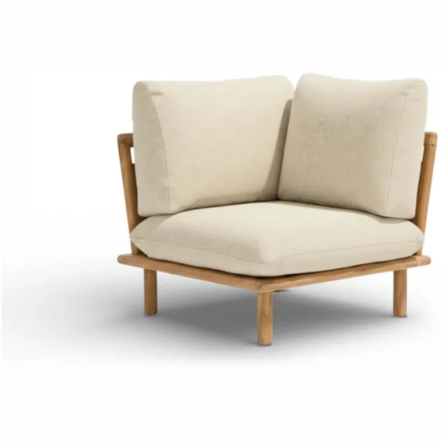 Apple Bee Sling Lounge Hoekdeel – Teak – 96 cm Hoge Rug – BEE WETT® Grijs