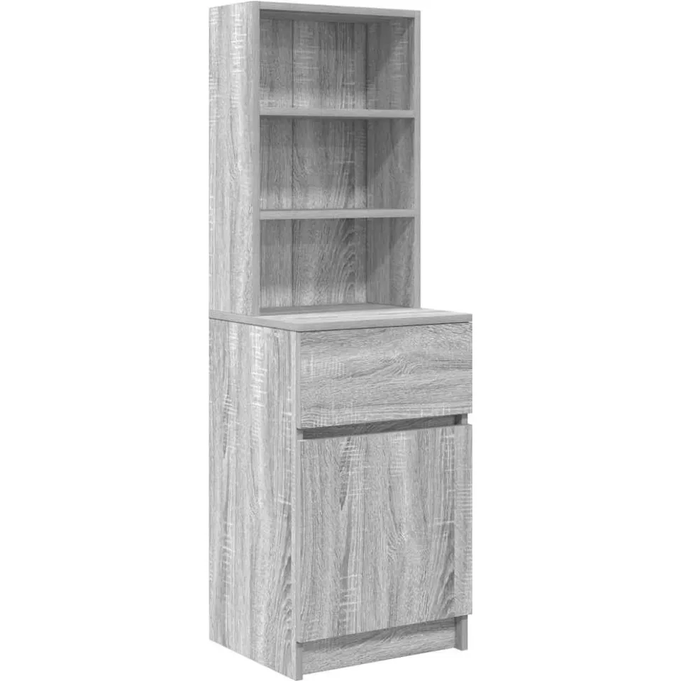 vidaXL Nachtkastje 39x35x125 cm bewerkt hout grijs sonoma eikenkleurig Bruin