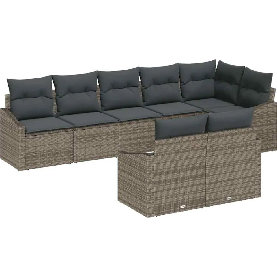 vidaXL Tuinbankenset 8 st Grijs poly rattan