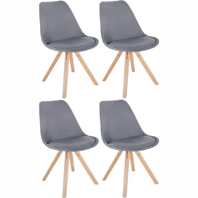 CLP Sofia Set van 4 Eetkamerstoelen - Zonder armleuning - Stof - licht grijs natura (vierkant)