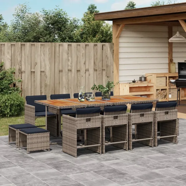 vidaXL 13-delige tuinset met kussens, grijs polyrotan