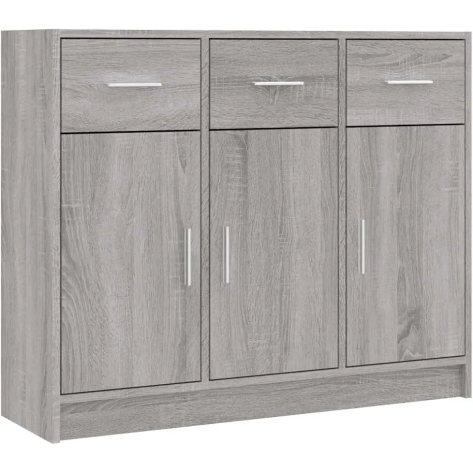 vidaXL Dressoir 91x28x75 cm bewerkt hout grijs sonoma eikenkleurig, foto 3