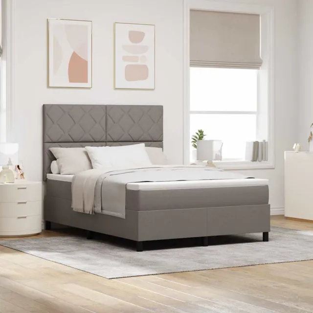 vidaXL Boxspring bed met LED-stripverlichting Taupe 140 x 190 cm Stof