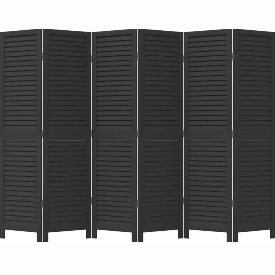 vidaXL Kamerscherm met 6 panelen massief paulowniahout zwart, foto 4