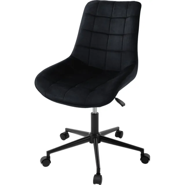 ml-design bureaustoel, zwart, fluwelen zitting, metalen frame,gestoffeerde stoel met rugleuning,in hoogte verstelbaar, 360° draaibare stoel met 5 wielen,ergonomische bureaustoel voor thuiskantoor &