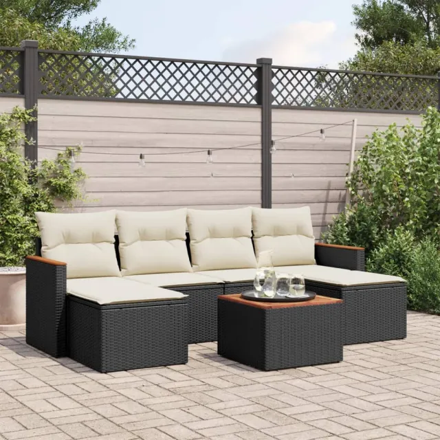 vidaXL 7-delige Loungeset met kussens poly rattan zwart, foto 2