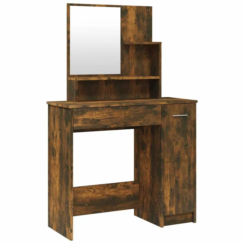 vidaXL Kaptafel met spiegel 86,5x35x136 cm gerookt eikenkleurig Bruin