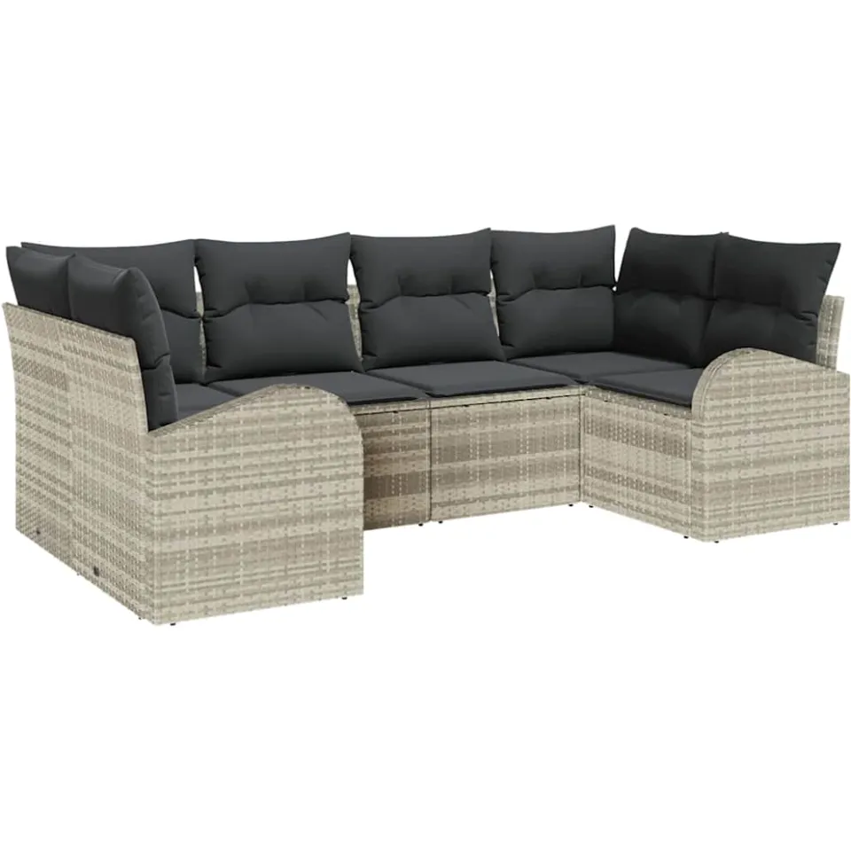 vidaXL Tuin Sofa Set 6 st 6-zits Lichtgrijs poly rattan