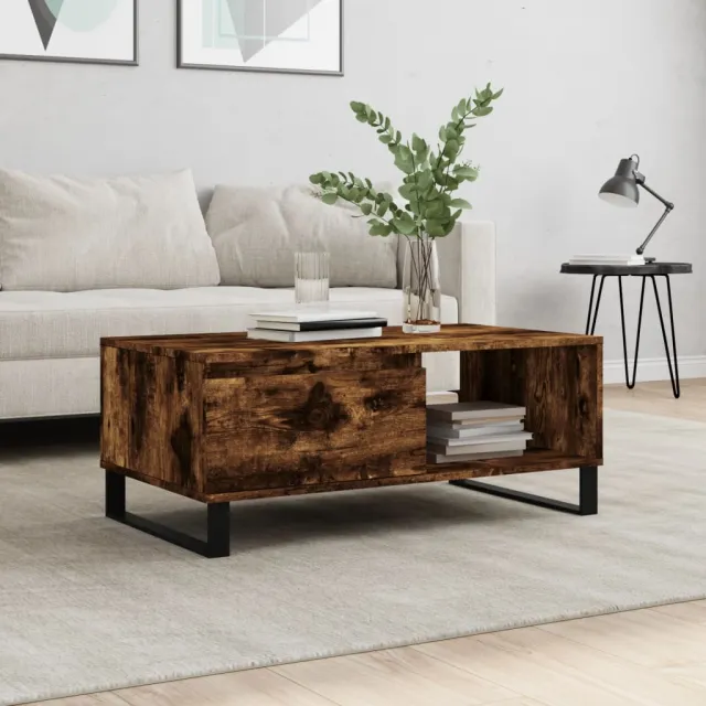 vidaXL Salontafel 90x50x36,5 cm bewerkt hout gerookt eikenkleurig Bruin