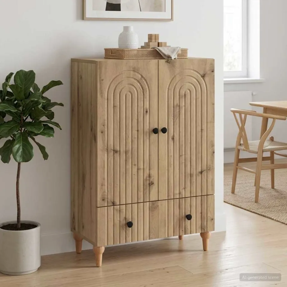 vidaXL Dressoir Artisanaal eiken 66 x 34,5 x 95 cm Bewerkt hout, foto 3