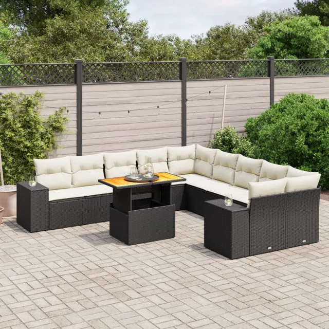 vidaXL 11-delige Loungeset met kussens poly rattan zwart, foto 2