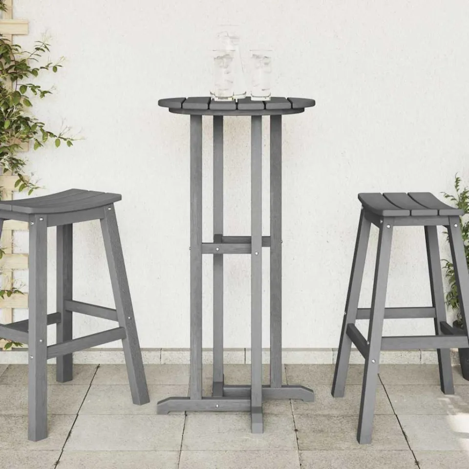 vidaXL Bartafel Lichtgrijs 55 x 55 x 107 cm Polyetheen, foto 4