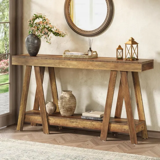 Tribesigns Consoletafel - 2-laags - Dressoirtafel - Industrieel - Bijzettafel - MDF - Foyer - 180 x 30 x 90 cm