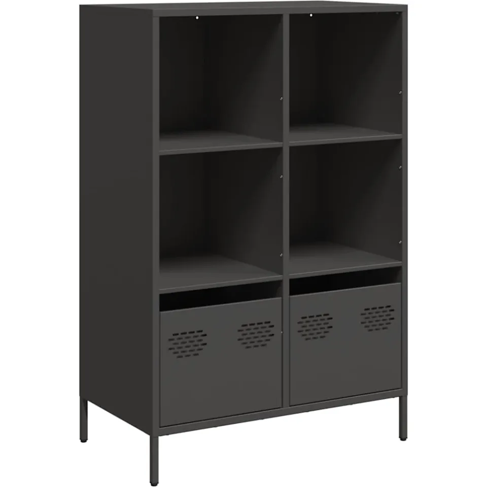 vidaXL Hoge kast 68x39x103,5 cm staal zwart, foto 3