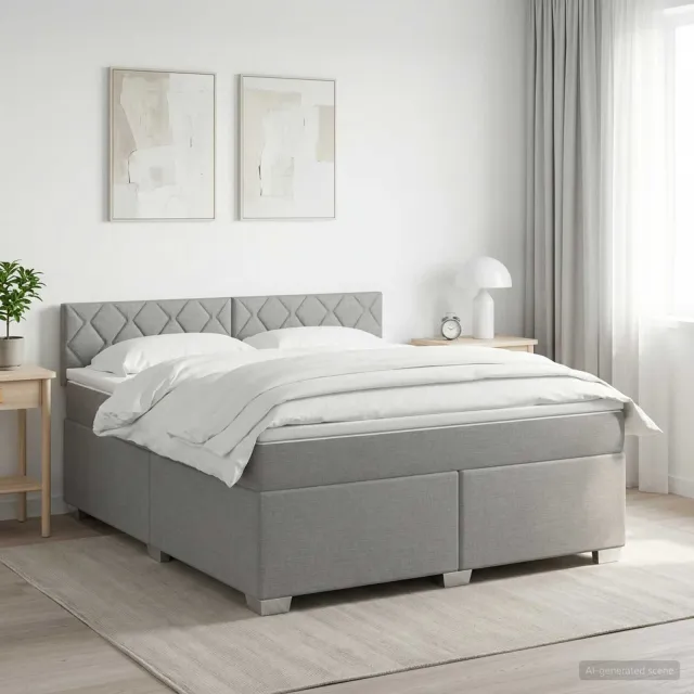 vidaXL Boxspringbed met matras Lichtgrijs 140 x 200 cm Stof
