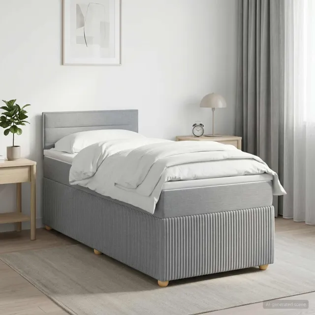 vidaXL Boxspringbed met matras Lichtgrijs 90 x 190 cm Stof